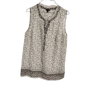 Talbots Floral Sleeveless Cotton Tank Top Womens Size Large L